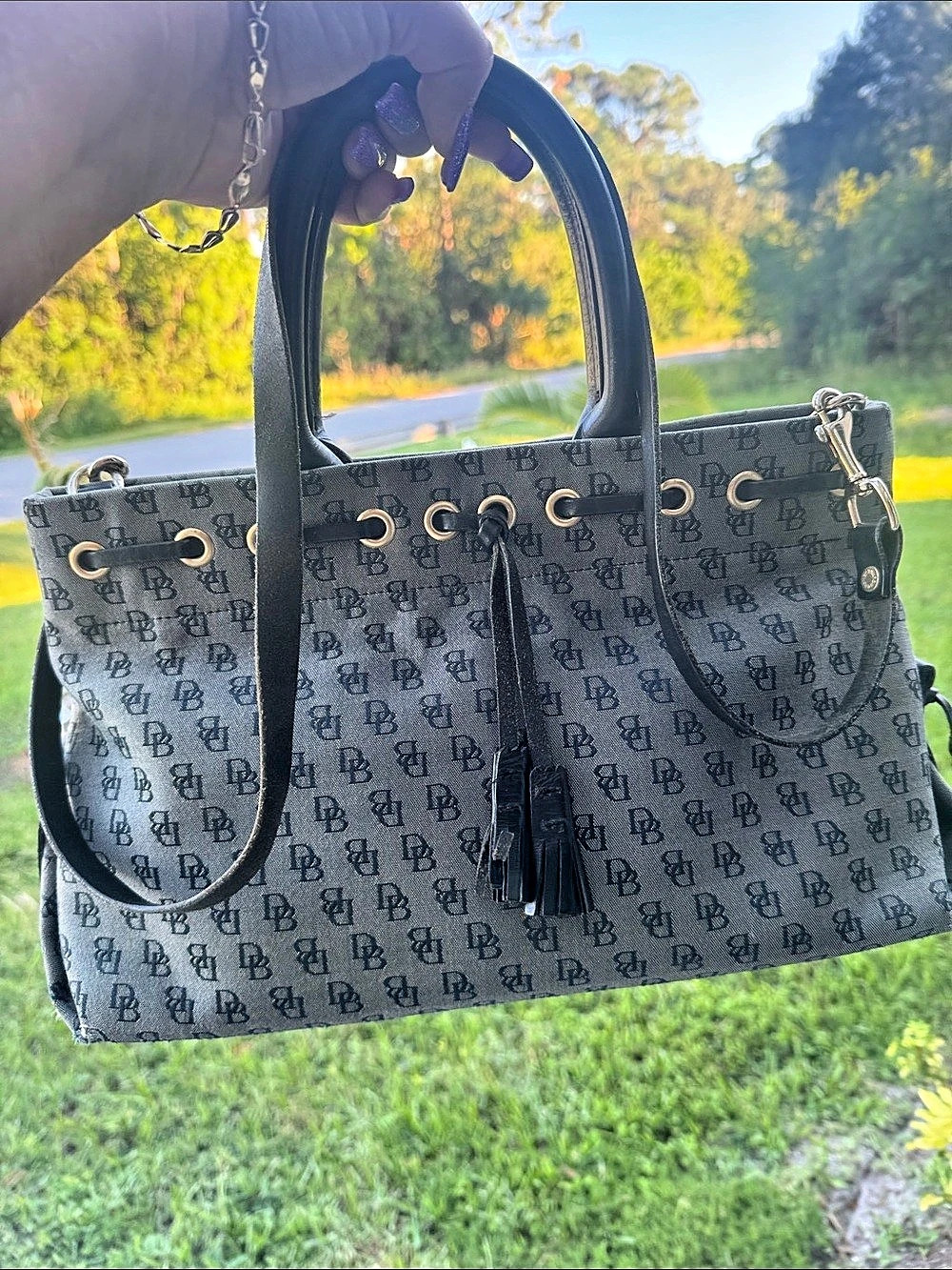 Dooney & Bourke Monogram Tote in Black & Gray